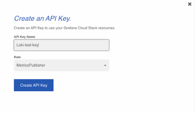 Create an API key on Grafana Cloud