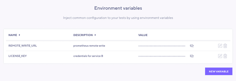 Environment variables on k6 Cloud