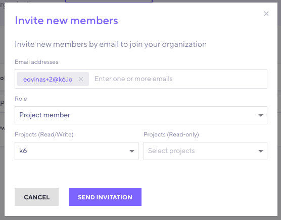 Invite members under members tab