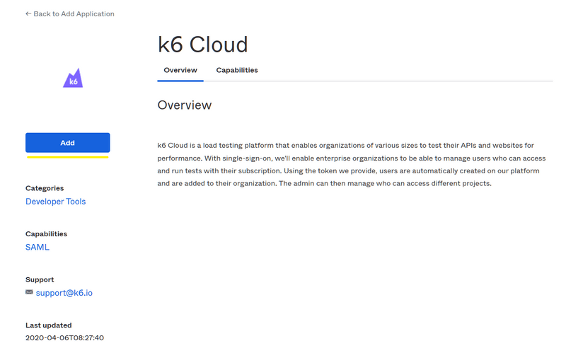k6 Cloud application