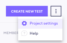 Project settings menu